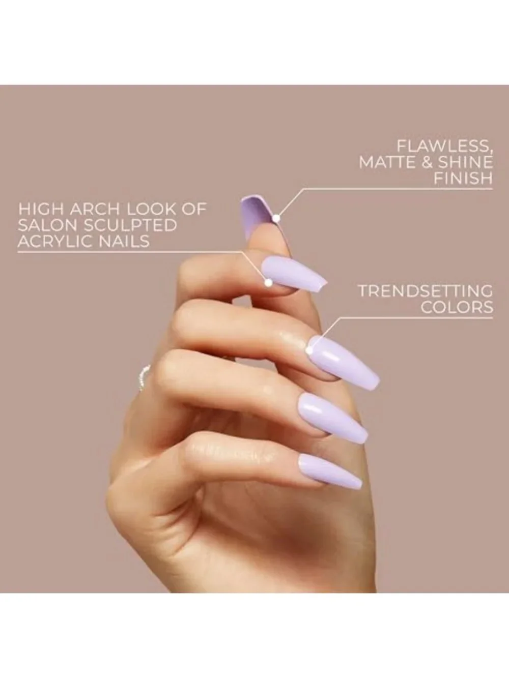 Sculpted Long Purple Press-On Nails Kit with Glue, File & 28 Fake Nails